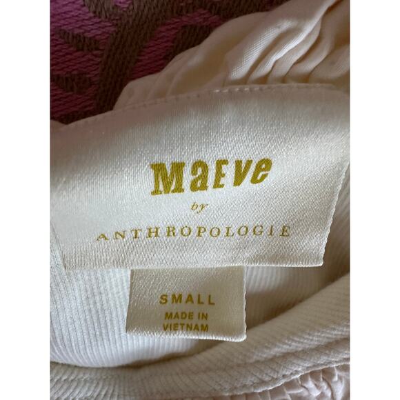 Maeve anthropologie Cream Ribbed Tank Top W/ Ruffle Neckline Sz S - Picture 10 of 15